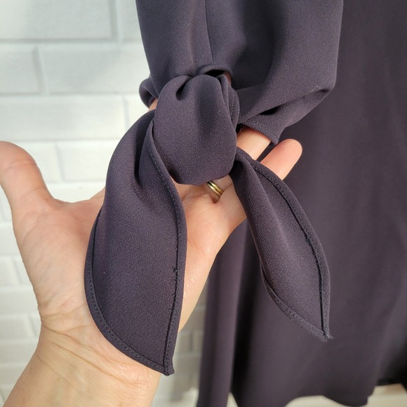 Lafayette 148 Sz M Kenna Finesse Dress‎ Navy Blue Tie Sleeve Career Minimalist - Picture 4 of 6